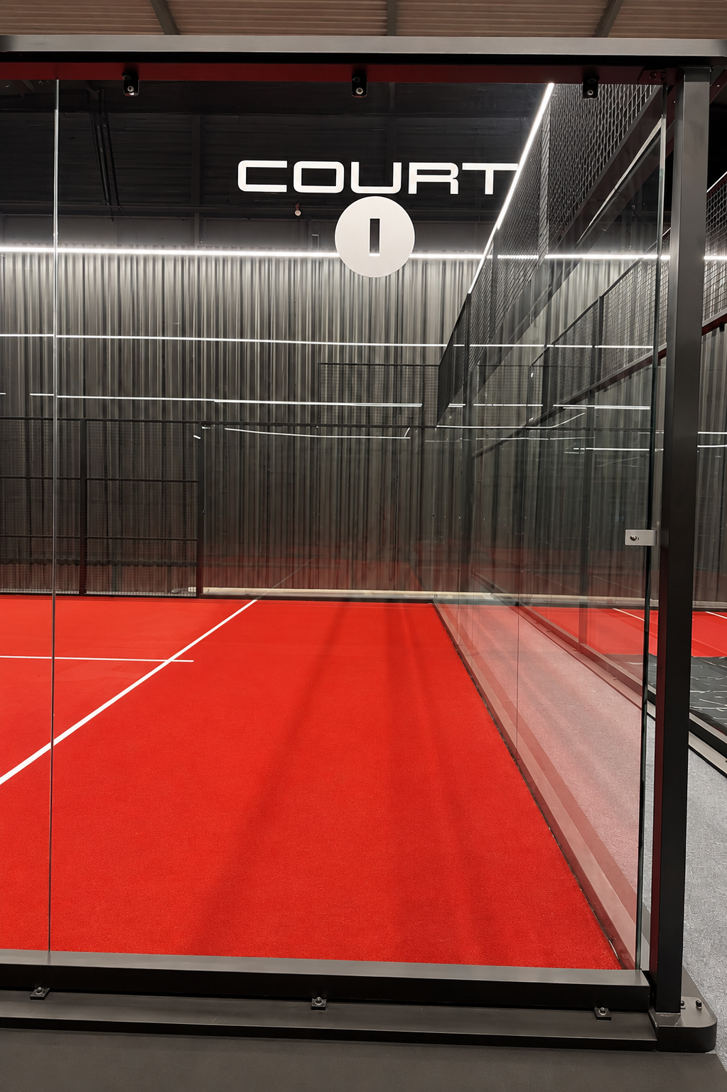 Clear padel court glass after professional cleaning